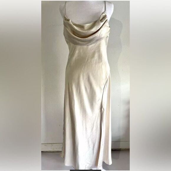 By together Maxi slip dress Anthropologie Y2K classic fairy Formal Beige Women L - Picture 1 of 6